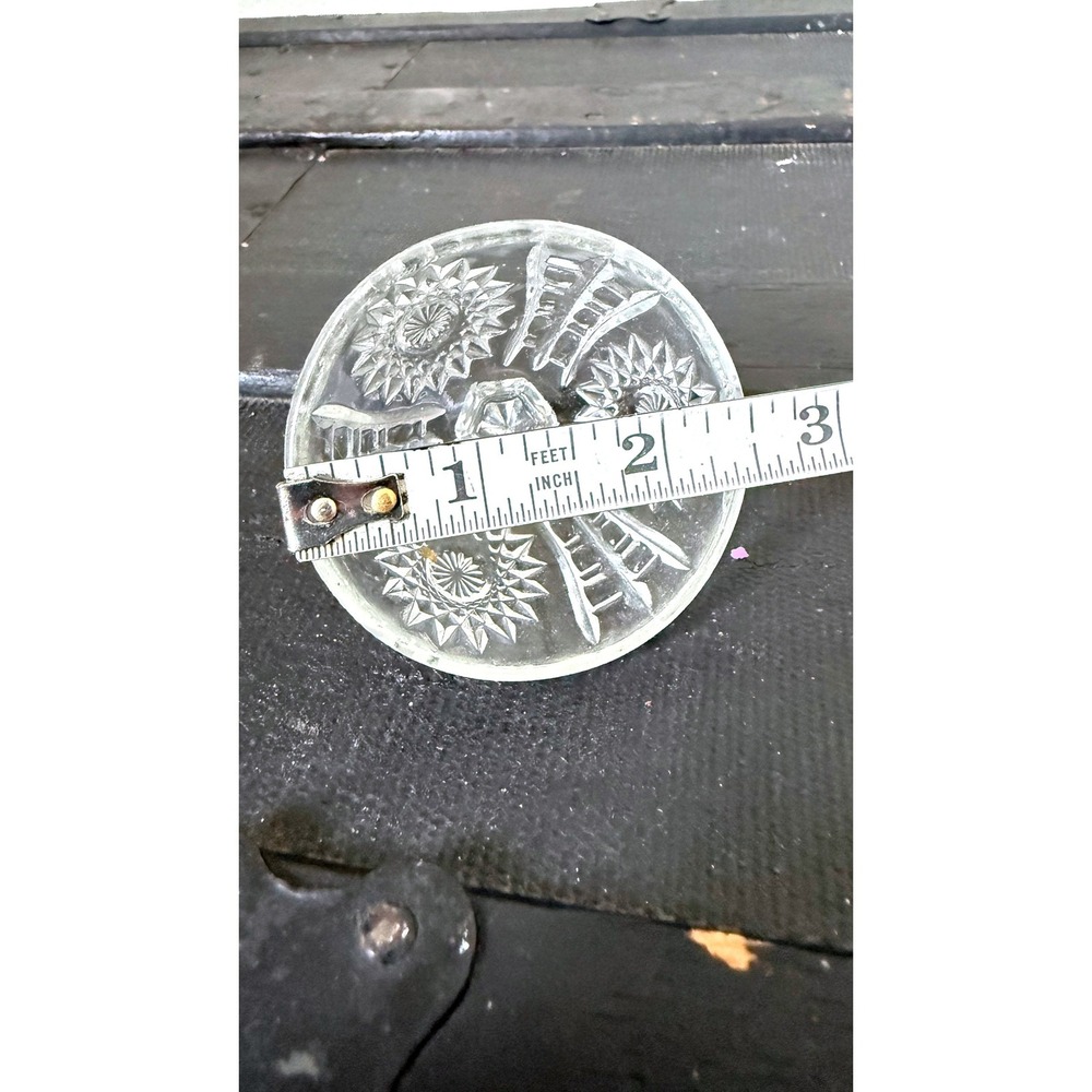 Vintage Clear Pressed Glass Replacement Lid Starburst Pattern 2.75" - Picture 4 of 6
